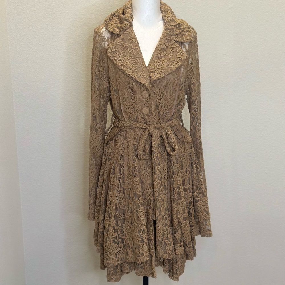 Ryu Brown Long Sleeve Wrap Dress with Notched Collar